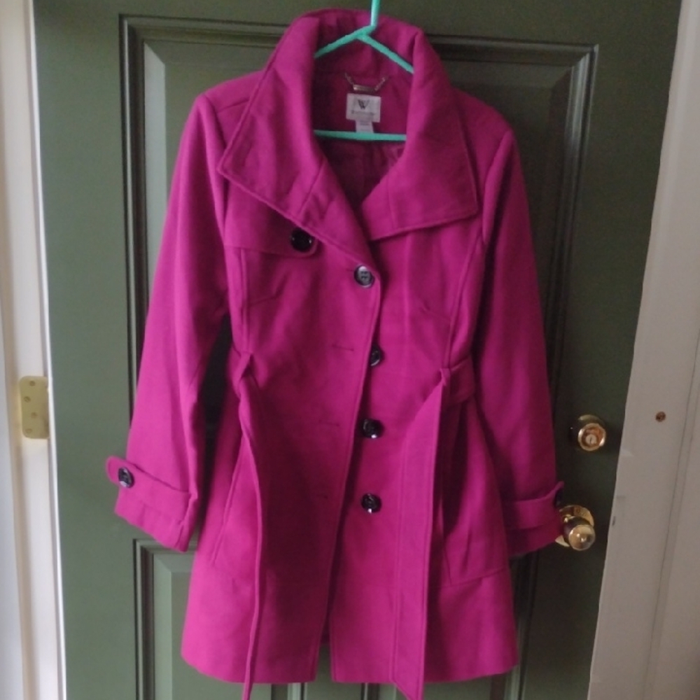 Worthington Pink Trench Coat with Notched Lapel